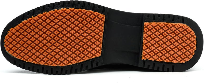 Dinggu Non Slip Work Shoes for Men Waterproof Mens Slip Resistant Shoes，Comfortable Food Service Kitchen Restaurant Chef Work Shoes Black - Image 2